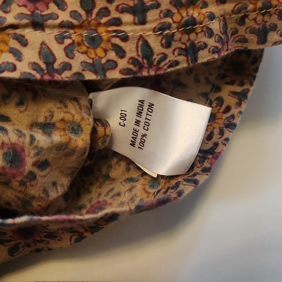 Anokhi 100% Cotton Bohemian Long Sleeve Peasant Blouse - Picture 5 of 6